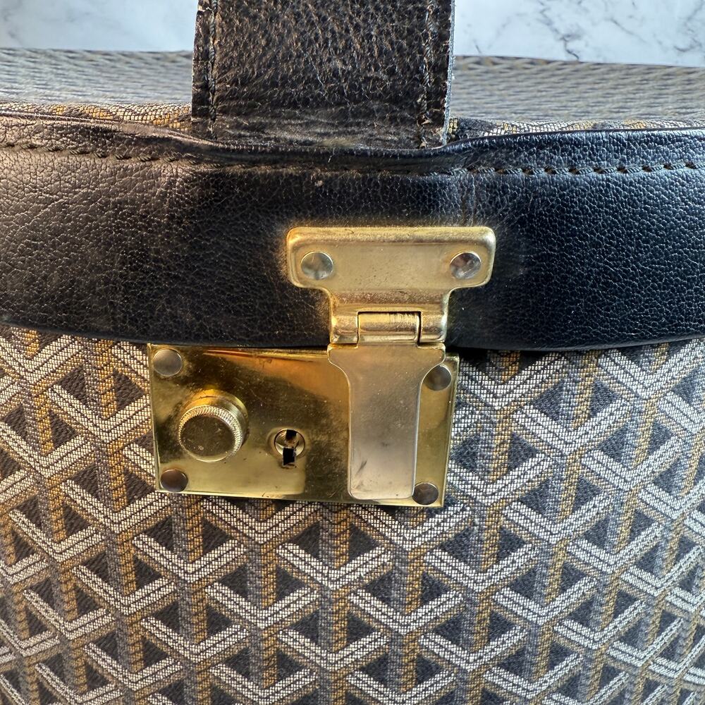 Goyard Goyardine Hat Box Trunk Bag Travel Boite Chapeau Vintage Round Suitcase - Picture 11 of 16